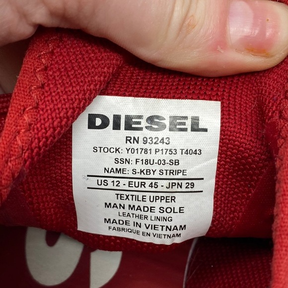 🛑 Diesel S-Kby Red Stretch Athletic Shoes - Picture 11 of 11